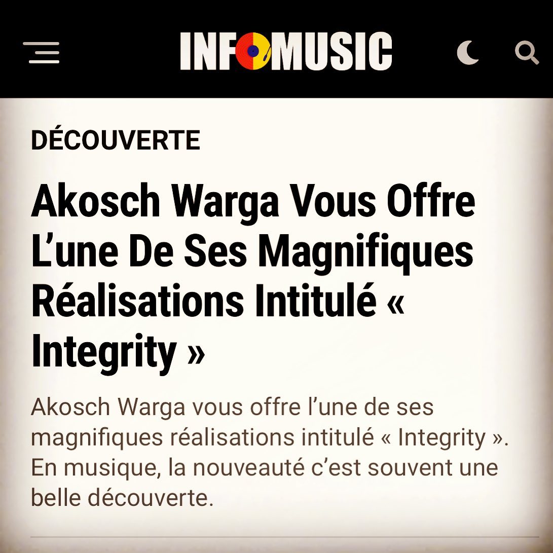 Instagram clipping of the Info Music France review of Integrity