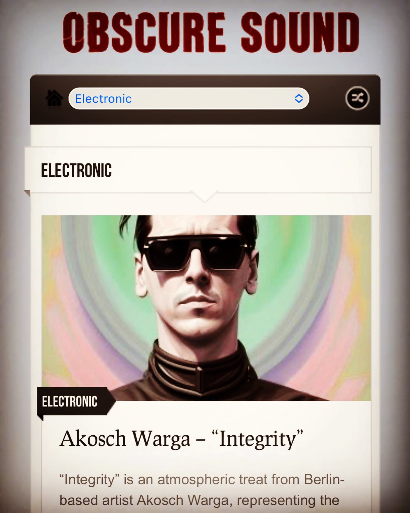Akosch Warga’s Instagram post featuring the Obscure Sound review of Integrity